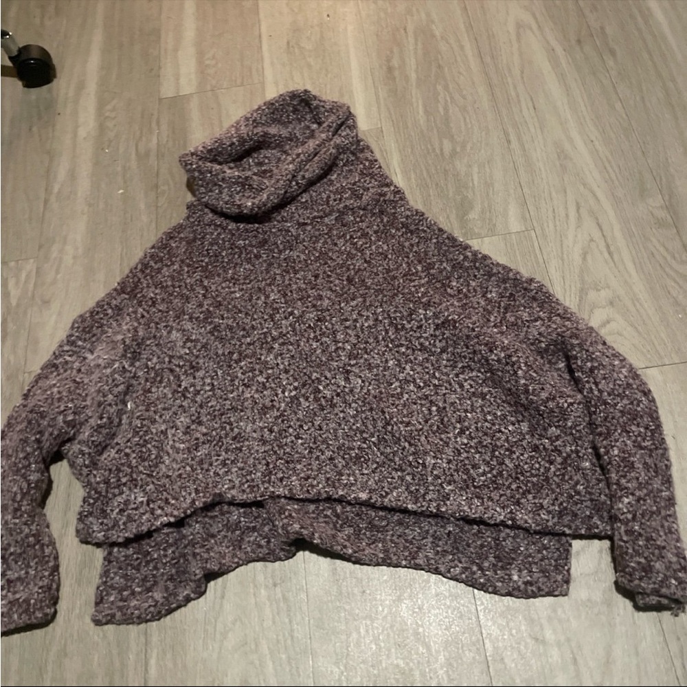 Free People Heathered Purple Cowl Neck Sweater